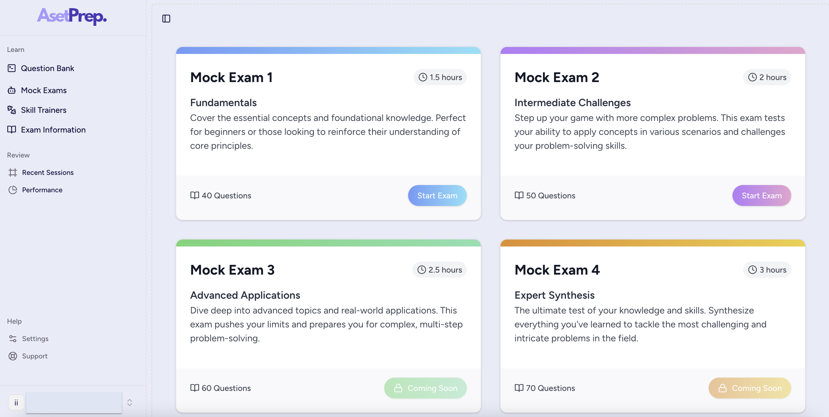 Mock Exam Interface