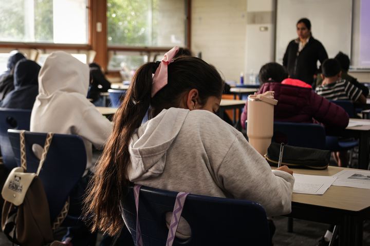Students focused on their papers