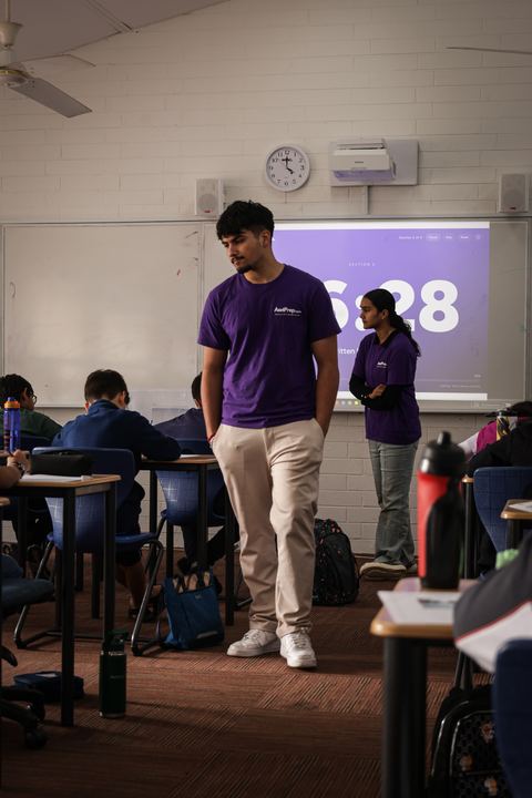 Exam timer counting down on the classroom screen